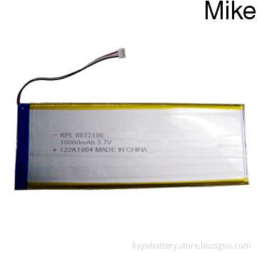 Rechargeable Li polymer Battery with 10Ah 3.7V, 200g